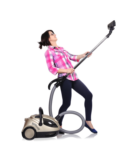 girl with vacuum cleaner - Фото, зображення