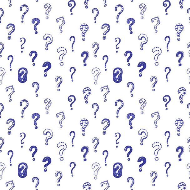 Doodle questions hand drawn seamless pattern - Vector, Image