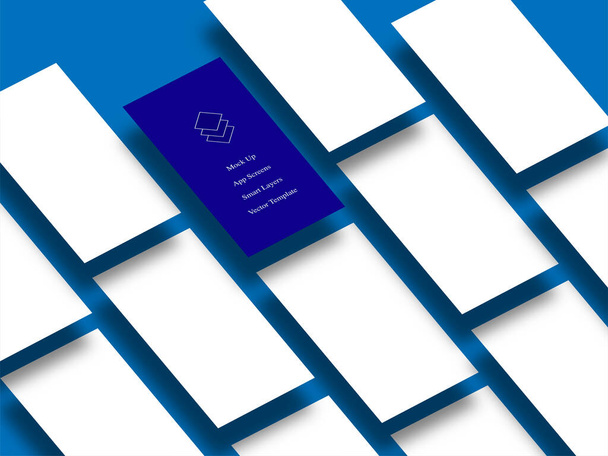 Екран мобільного телефону Перспективний додаток Шаблон синій
 - Вектор, зображення