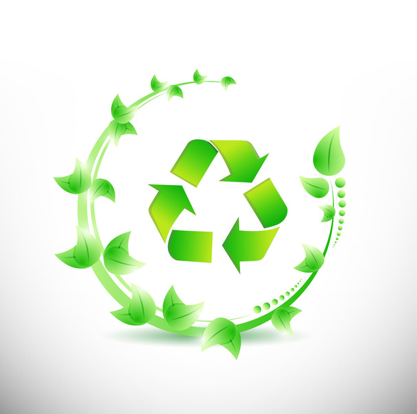 green leaves around a recycle symbol. illustration - Photo, image