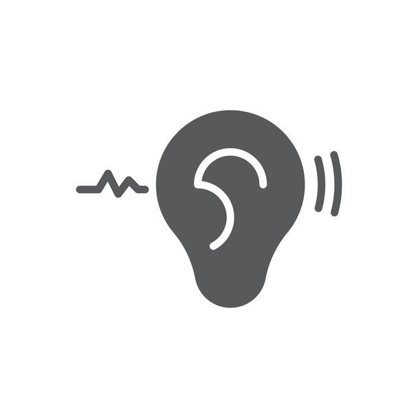 Символ вспомогательных систем прослушивания. Значок вектора глухоты, выделенный на белом фоне
 - Вектор,изображение