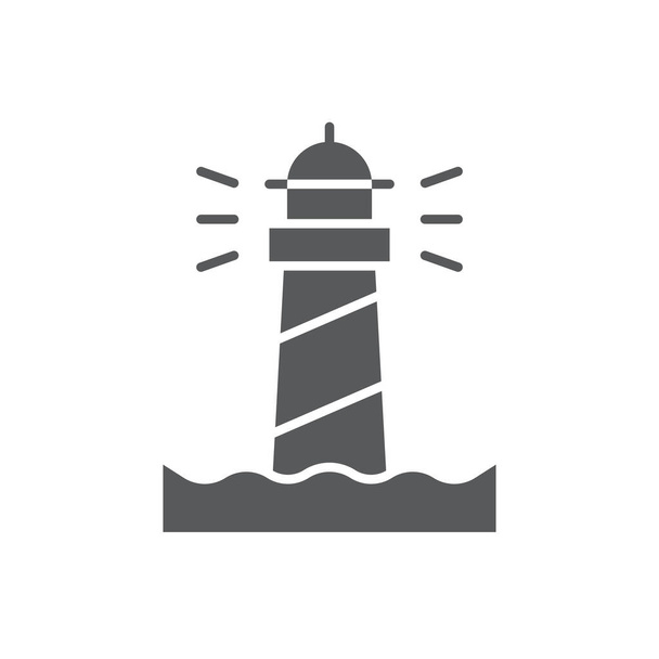 Символ вектора освещения маяка и воды океана изолирован на белом фоне
 - Вектор,изображение
