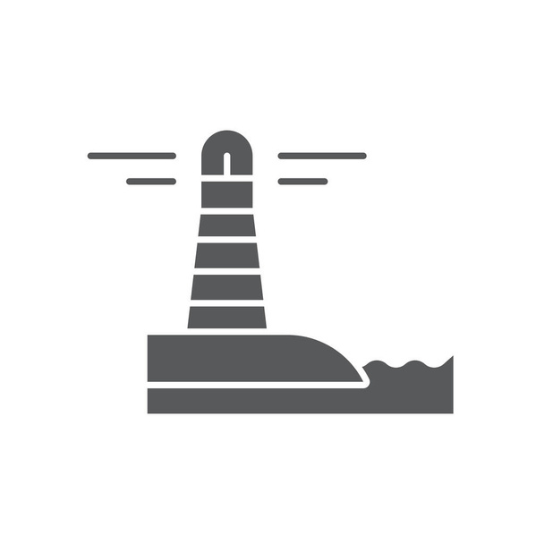 Beleuchtung Leuchtturm und Ozeanwasser Vektor Symbol Symbol isoliert auf weißem Hintergrund - Vektor, Bild