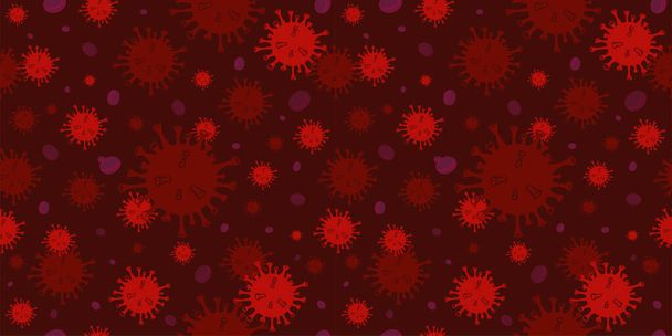 Seamless Pattern of Corona Virus Disease 2019. Covid-19 delta omicron delmicron variant virus background with disease cells and red blood cell, global spread dangerous coronavirus pandemic. - Vector, afbeelding
