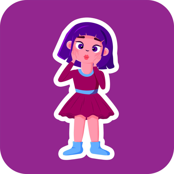 Girl cartoon character expression - Vector, Image