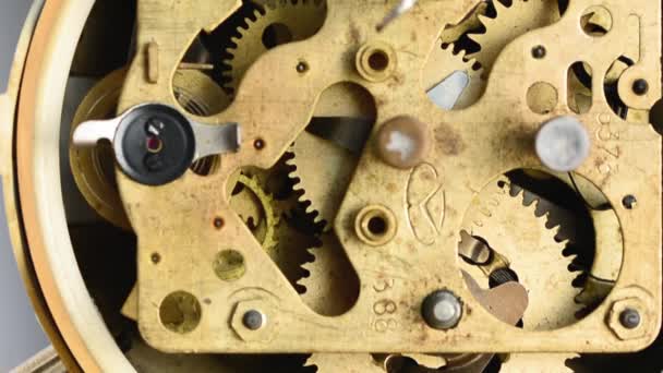 the old clock mechanism is working. close-up - Footage, Video