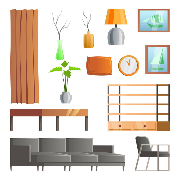 kolekce pokojové dekorace obývacího pokoje s gradientním designem - Vektor, obrázek