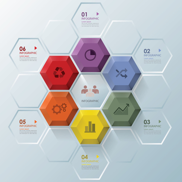 Modern Hexagon Business Infographic Design Template - ベクター画像