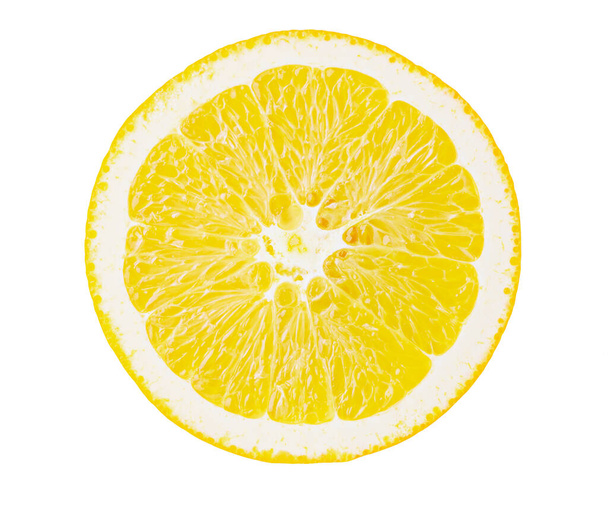 Slice of fresh lemon isolated on white background with clipping path - Fotografie, Obrázek