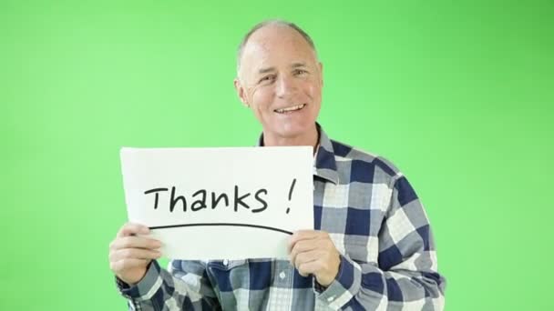 Senior caucasian man with grateful help sign - Footage, Video