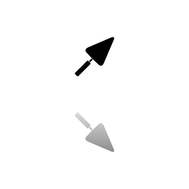 Trowel. Black symbol on white background. Simple illustration. Flat Vector Icon. Mirror Reflection Shadow. Can be used in logo, web, mobile and UI UX project - Vector, Image