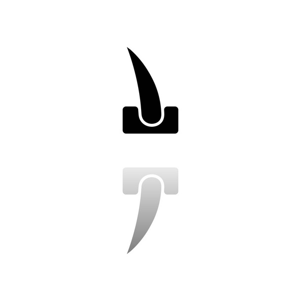 Μαλλιά. Μαύρο σύμβολο σε λευκό φόντο. Απλή απεικόνιση. Επίπεδη Διανυσματική Εικόνα. Σκιά αντανάκλασης καθρέφτη. Μπορεί να χρησιμοποιηθεί σε logo, web, mobile και UI UX project - Διάνυσμα, εικόνα