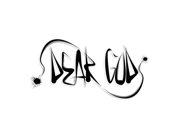Dear God lettering text on white background in vector illustration - Vector, Image