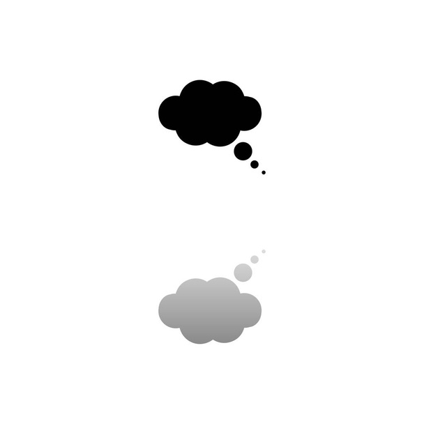 Je pensais bulle. Symbole noir sur fond blanc. Une illustration simple. Icône vectorielle plate. Mirror Reflection Shadow. Peut être utilisé dans le logo, web, projet mobile et UI UX - Vecteur, image