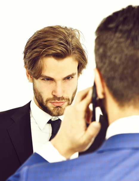 man or angry serious businessmen speaking on mobile phone - Foto, Bild