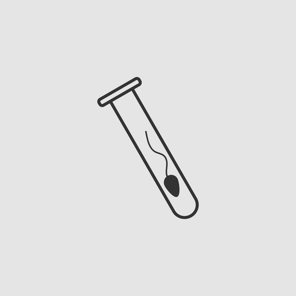 Sperm in test tube icon flat. Black pictogram on grey background. Vector illustration symbol - Vector, Image