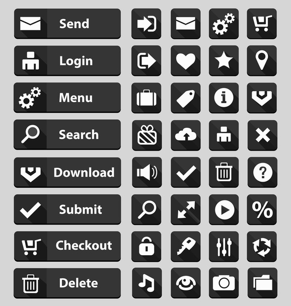 Black web design buttons set - Vetor, Imagem