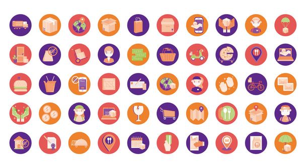 bundle of delivery set icons - Vector, Image