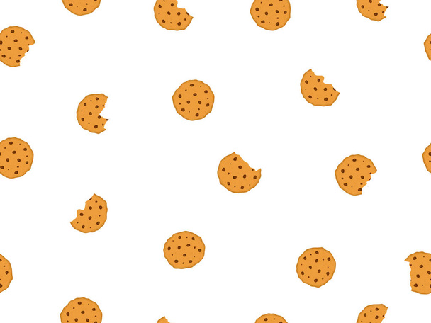 Naadloos patroon met chocolade chip koekjes achtergrond vector illustratie - Vector, afbeelding
