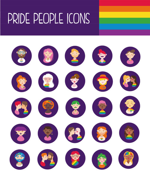 pacote de ícones de orgulho gay e pessoas bloqueiam estilo
 - Vetor, Imagem