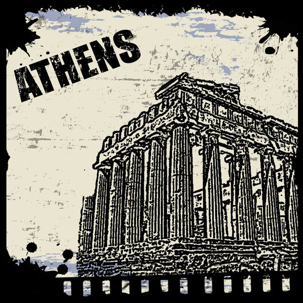 Vintage view of Athens - Vector, Image
