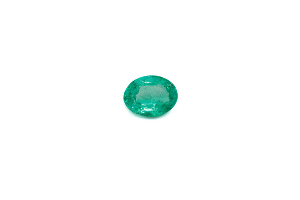 macro mineral stone emerald faceted on a white background close-up - Фото, изображение
