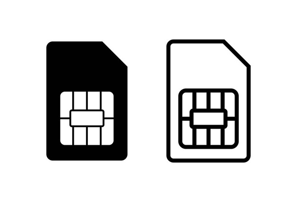Iconos de tarjetas SIM establecen vector. Icono de ranura móvil. chip de tarjeta SIM de teléfono celular móvil - Vector, imagen
