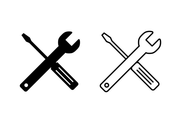 Set di icone di riparazione. Chiave e icona del cacciavite. Icona vettoriale impostazioni. Manutenzioni - Vettoriali, immagini