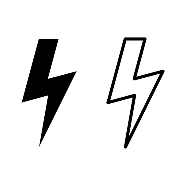 Lightningアイコンは白の背景に設定されます。ボルト・アイコン・ベクトル。エネルギーと雷電気イコ - ベクター画像