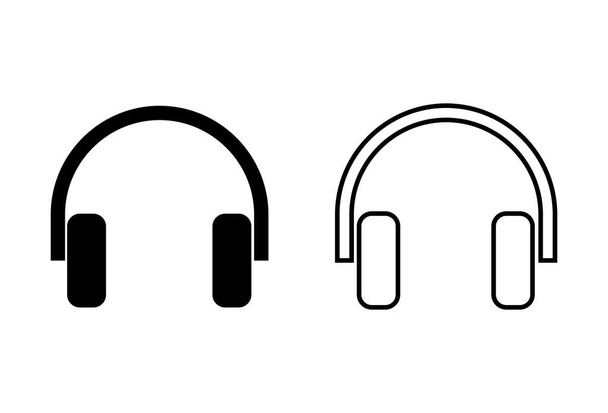 Ícones de fone de ouvido definidos no fundo branco. Ícone de vetor de fone de ouvido. Chamada u
 - Vetor, Imagem