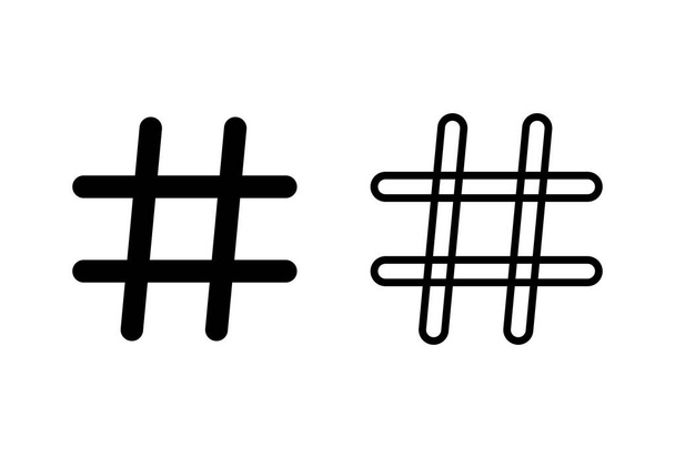 Ikony hashtagu ustawione na białym tle. czarny hasztag ico - Wektor, obraz