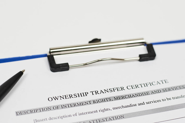 Certificat de transfert de propriété - Photo, image