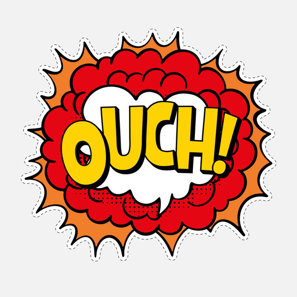 OUCH. Pop art design. Comic text speech bubble. Sticker with comic sound effect - Vector, Image