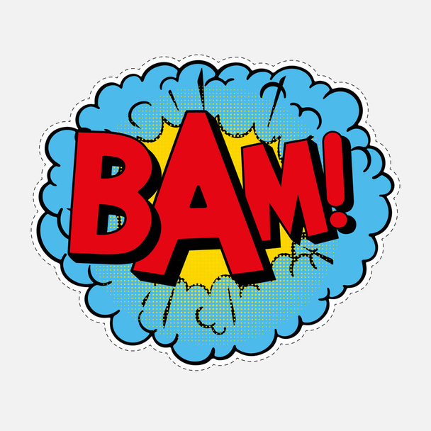 BAM! comic book cartoon icon. Halftone vector illustration Cartoon balloon expression sound - Vector, Image