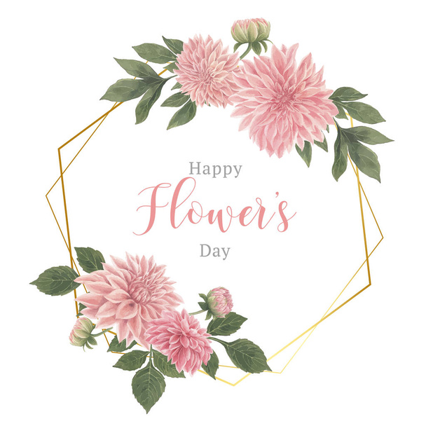 stylish flowers template design with text, vector illustration - Vector, Image