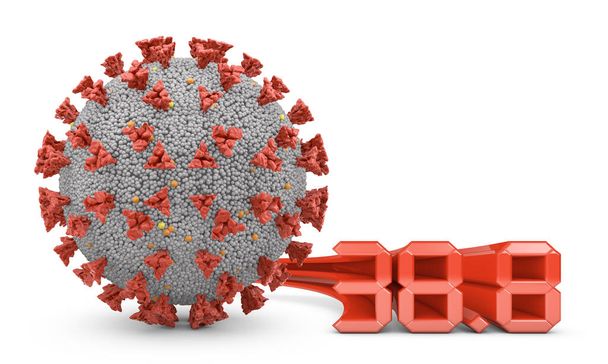 Об'ємний текст 38.8 і коронівірусна клітина. 3d візуалізація
 - Фото, зображення