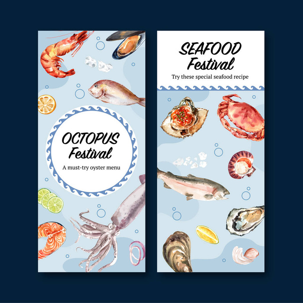 stylish world seafood flyers template design with text, vector illustration - Vector, Image