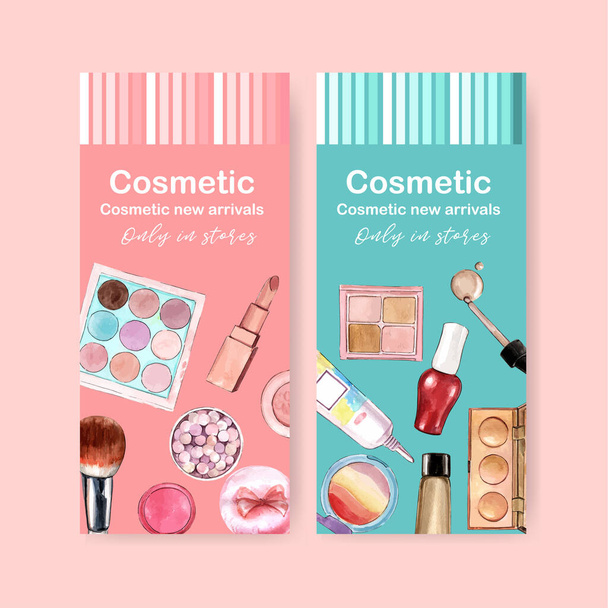 stijlvolle cosmetische flyers voor social media template ontwerp met tekst, vector illustratie - Vector, afbeelding