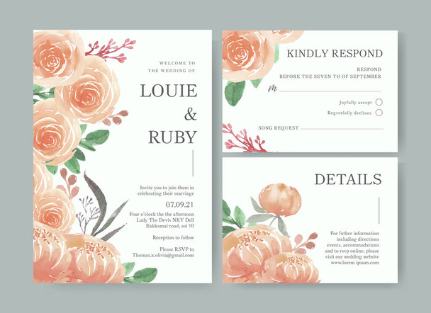 stilvolle Hochzeitskarten Vorlage Design mit Text, Vektorillustration - Vektor, Bild