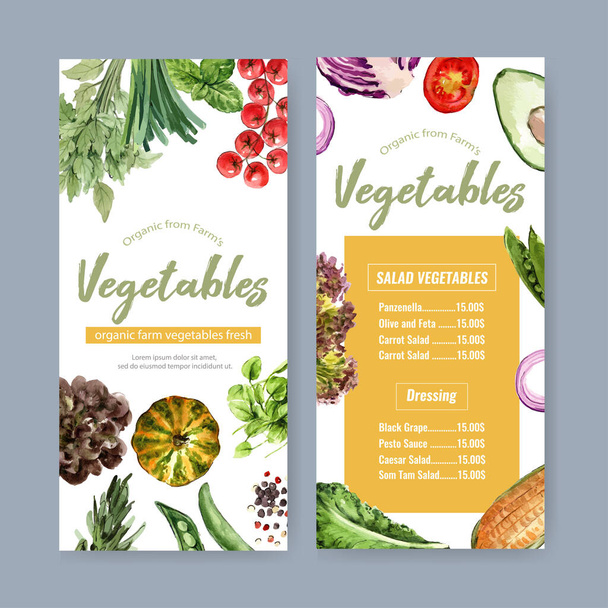 diseño de plantilla de menú de verduras con estilo con texto, ilustración vectorial   - Vector, Imagen