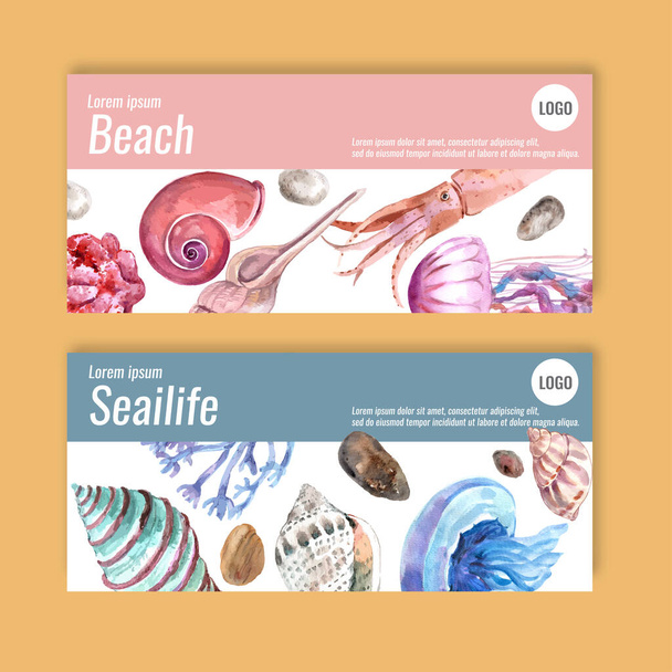 design élégant de modèle de vie marine avec texte, illustration vectorielle - Vecteur, image