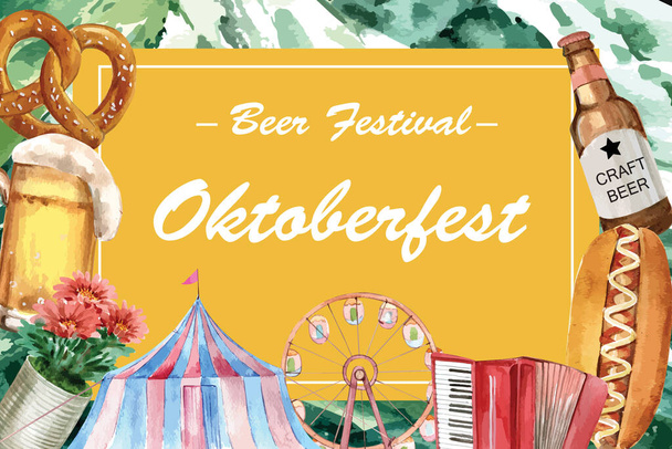 stijlvol Oktoberfest frame template ontwerp met tekst, vector illustratie - Vector, afbeelding