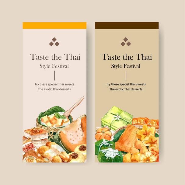 Moda-thais-sweet food broşürleri tasarım ile metin, vektör illüstrasyonu - Vektör, Görsel
