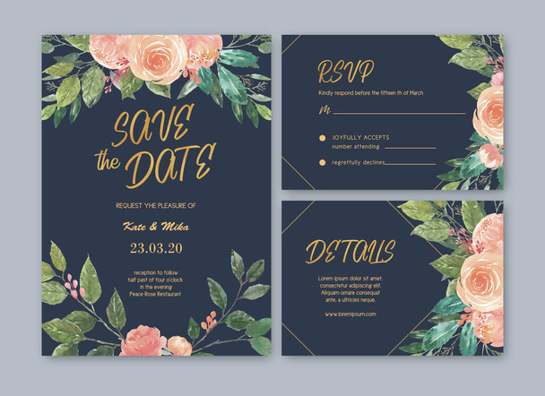 stijlvolle Wedding cards sjabloon ontwerp met tekst, vector illustratie - Vector, afbeelding