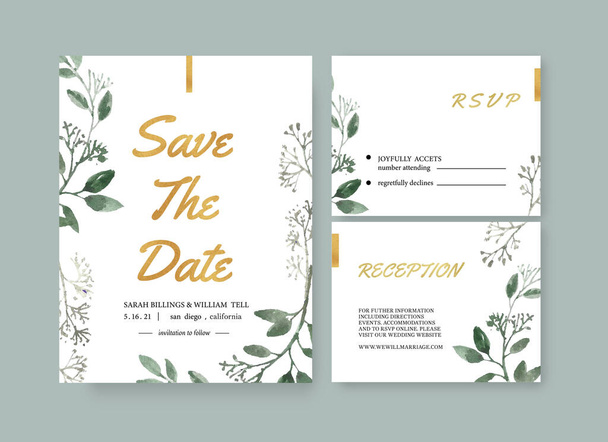 stilvolle Hochzeitskarten Vorlage Design mit Text, Vektorillustration - Vektor, Bild