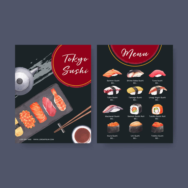 design élégant de modèle de menu de sushi avec texte, illustration vectorielle - Vecteur, image
