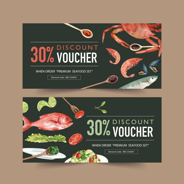 stylish food voucher template design with text, vector illustration - Vector, Image