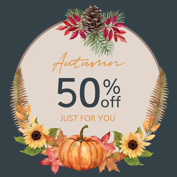 stylish template Autumn design with text, vector illustration - Vector, Image