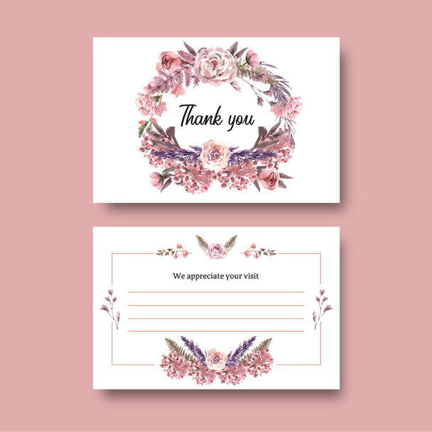 stylish postcard with flowers template design with text, vector illustration - Vector, Image