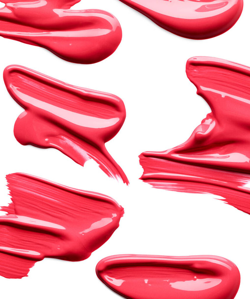Set of lipstick smudges isolated on white background - Photo, image